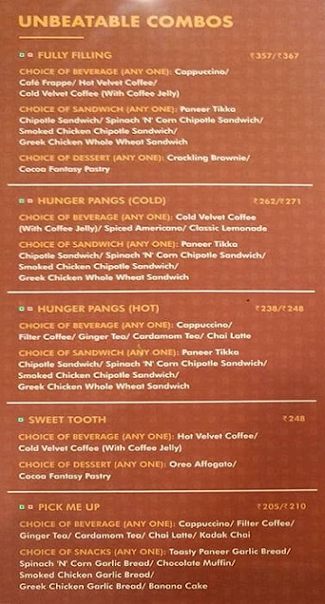 Cafe Coffee Day menu 