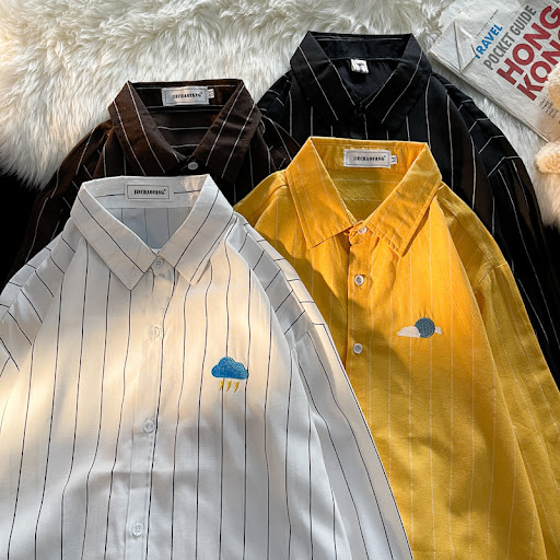 Title 4, Mens Vertical Striped Shirt, Trendy Casual Loo...