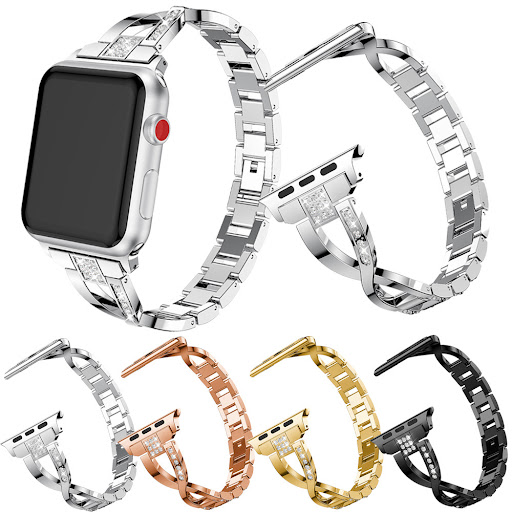 Title 3, X-shaped Chain Metal Diamond Watch Band. Elevat...