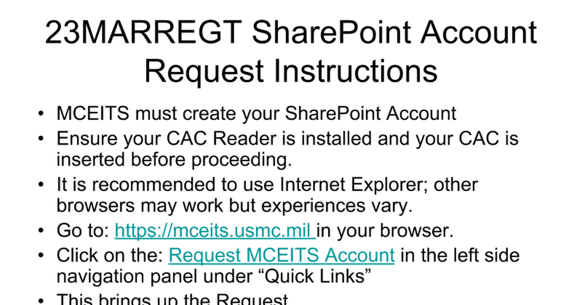 SharePoint-MCEITS_Account_Request23MARREGT - Google Slides