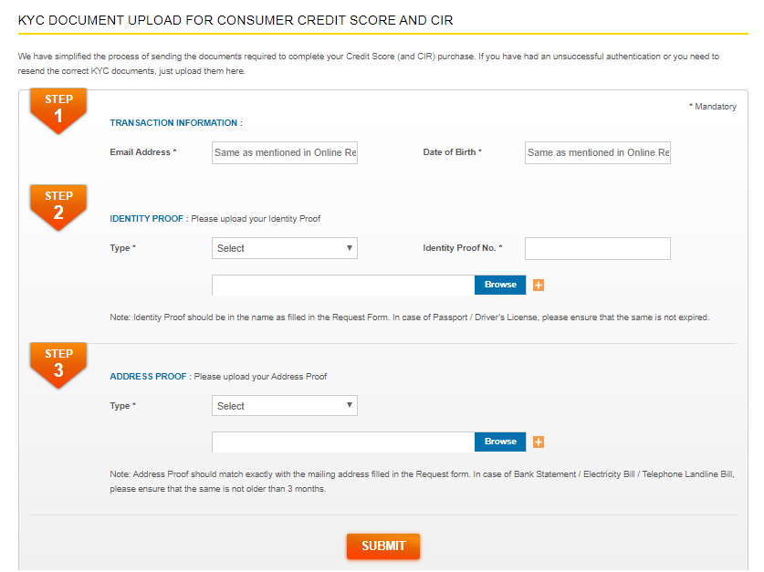 CIBIL - KYC Upload -quikkloan