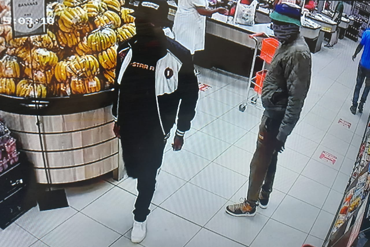 G4S Cash Solutions is offering a reward of up to R1m for information which could lead to the arrest and conviction of these two men in connection with the killing of a security guard in Centurion last Friday. These images are from the CCTV footage taken at the Spar shop.