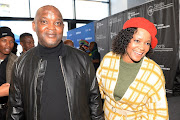 Al Ahly coach Pitso Mosimane and his wife and manager Moira Tlhagale during a press conference at BMW Midrand  in Johannesburg on June 3 2022.