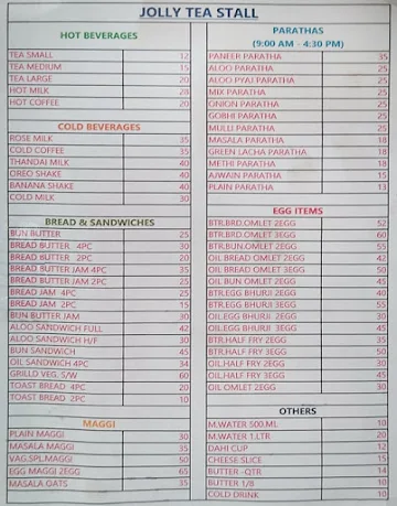 Jolly Tea Stall menu 