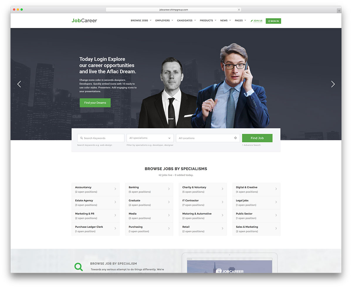 Jobcareer Creative Job Board tema del sitio web
