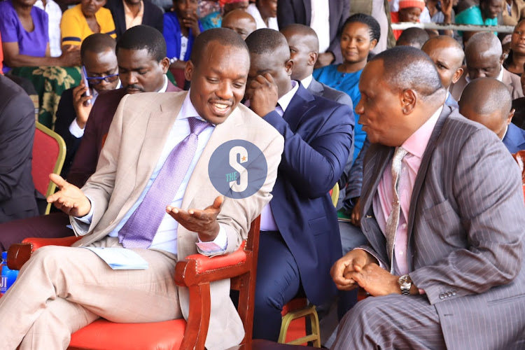 KIsii Governor Simba Arati with his impeached deputy Robert Monda at Gusii Stadium