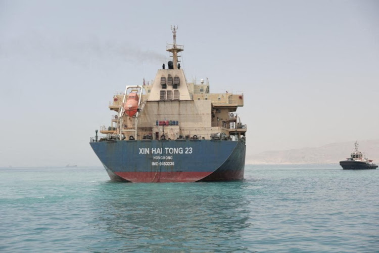 A view of the cargo ship XIN HAI TONG 23 after successfully being refloated to the waiting area, in the canal next to Ismailia, Egypt May 25, 2023.