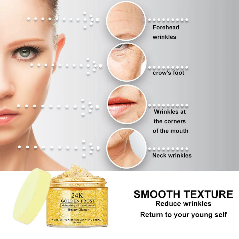 Crème visage or 24 carats Hydrate et nourrit la peau en profondeur pour un teint éclatant et une peau visiblement plus jeune.
