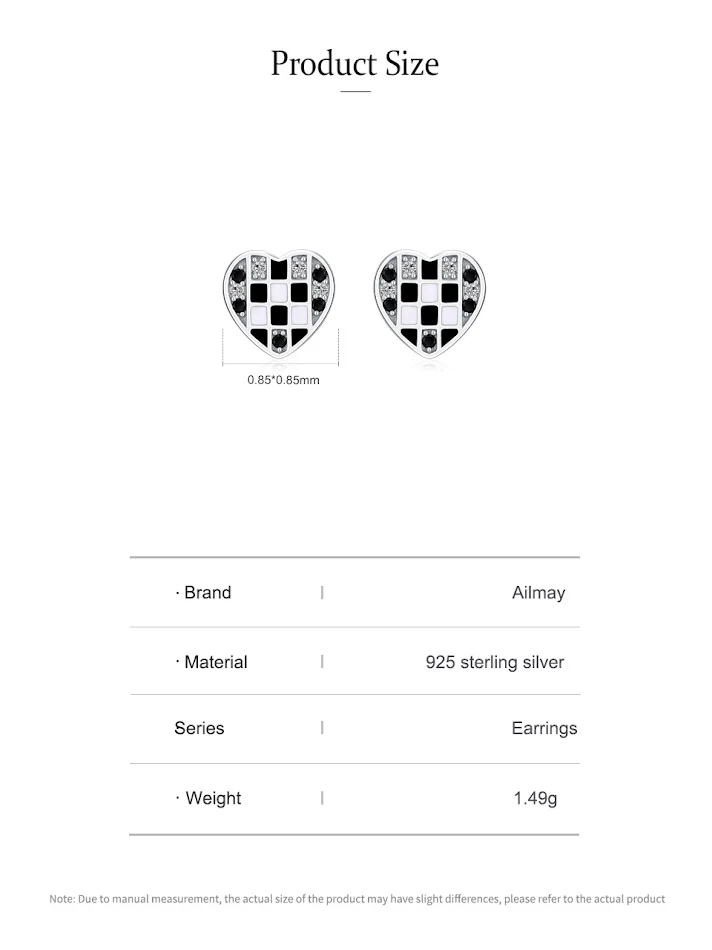 Boucles d'oreilles clous cœur à carreaux pour femmes. Ces boucles d'oreilles tendance apporteront une touche romantique et originale à votre style quotidien.