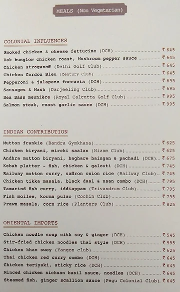 Delhi Club House menu 