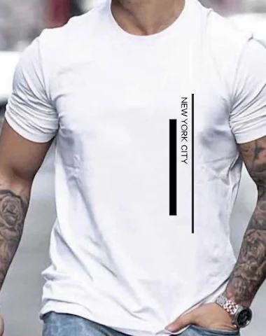 Herren Sommer T-Shirt lockerer Druc - 0