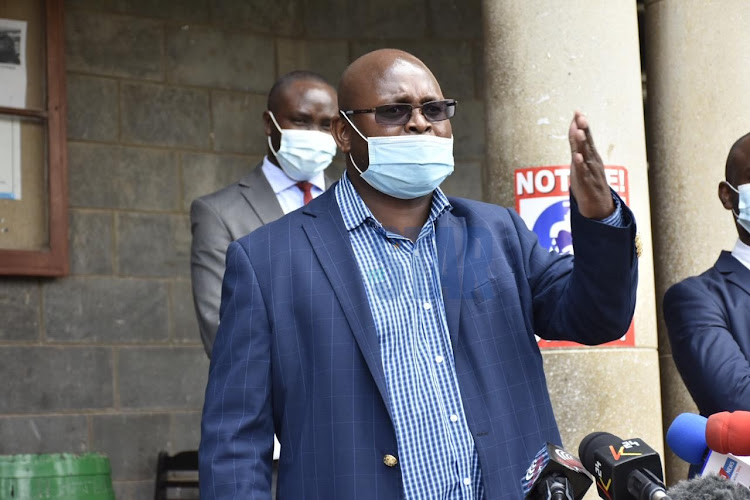 Kenya National Union of Nurses Seth Panyako during a press briefing on the well-being of nurses at Railways restaurant, Nairobi, on July 1, 2020.