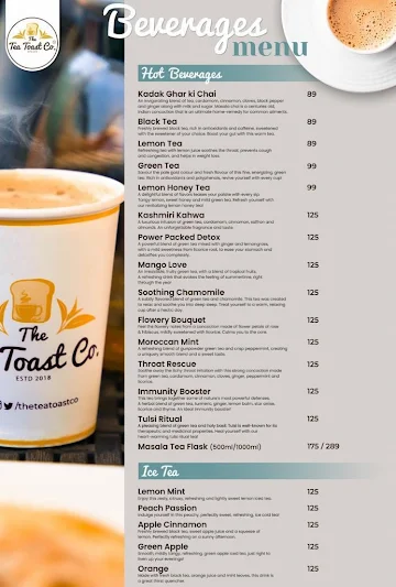 The Tea Toast Co menu 