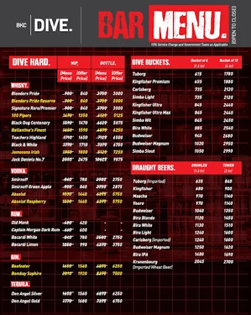 Dive BKC menu 