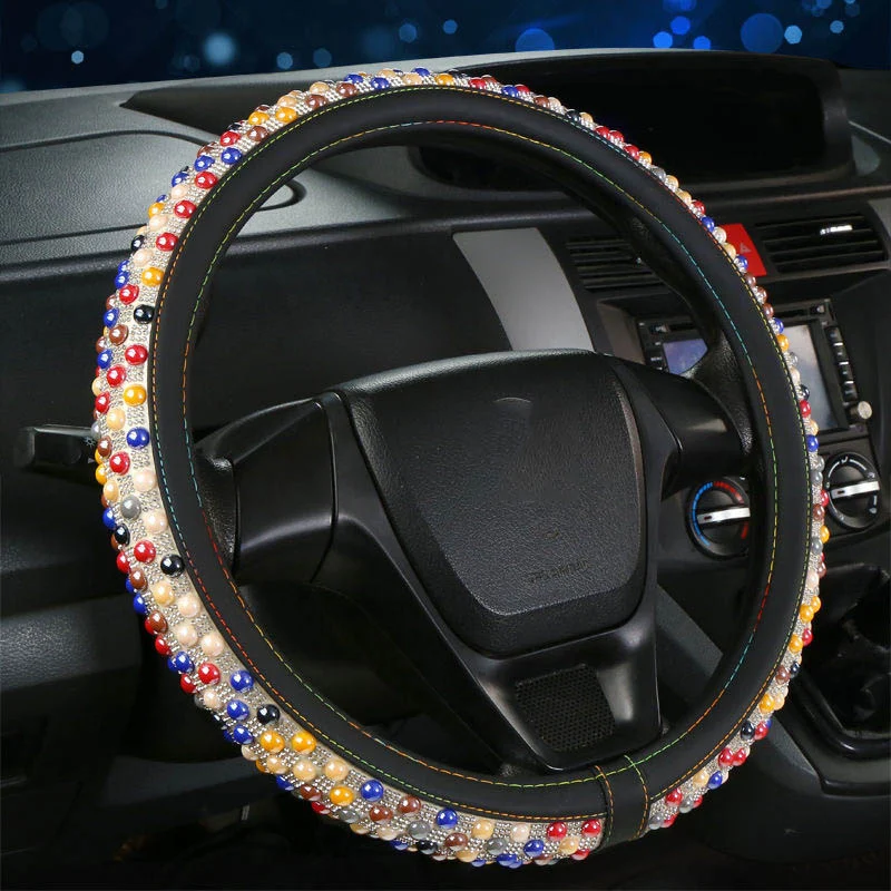 Juego Creativo de Volante de Coche con Diamantes Mejora el Estilo y Agarre. Disfruta de una Conducción Lujosa con este Accesorio Elegante y Funcional.