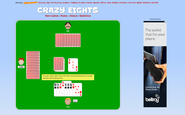 Crazy Eights  Play it online