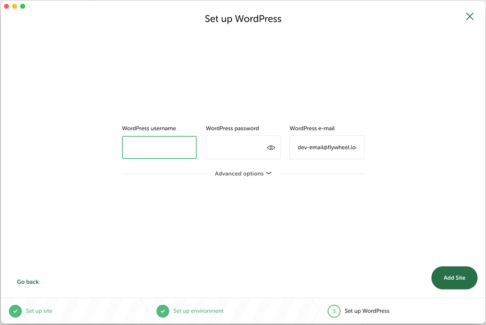 Setting up a WordPress account