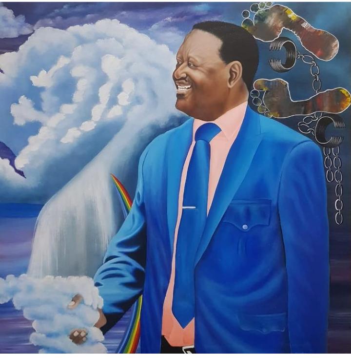 A screenshot of the portrait of ODM party leader Raila Odinga by the talented Kenyan artist Sheila Sheldone.