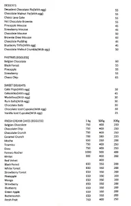 Jubilee Bakery menu 2