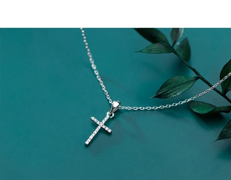 Collier Croix Argent S925 Diamants