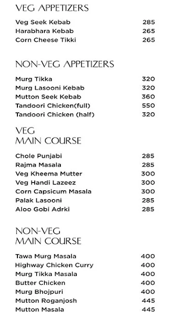 Deccan Harvest menu 