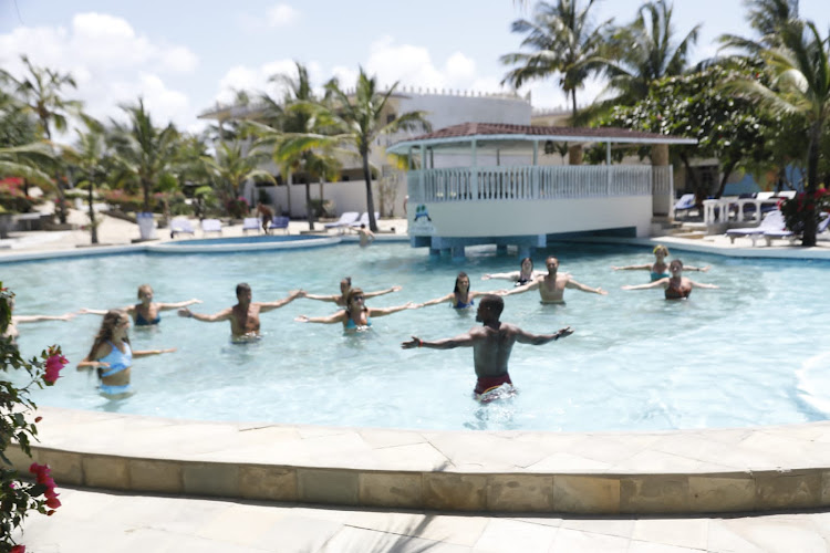 Tourists at the Jacaranda beach resort Watamu enjoying their holiday in the wake of the high tourism season