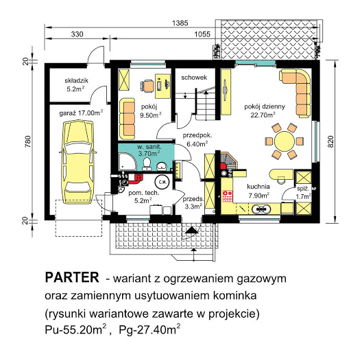 BW-49 - Rzut parteru - propozycja adaptacji - ogrzewanie gazowe