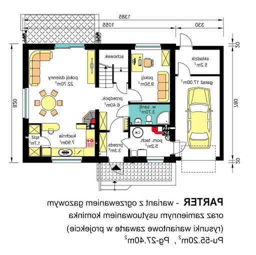 BW-49 - Rzut parteru - propozycja adaptacji - ogrzewanie gazowe