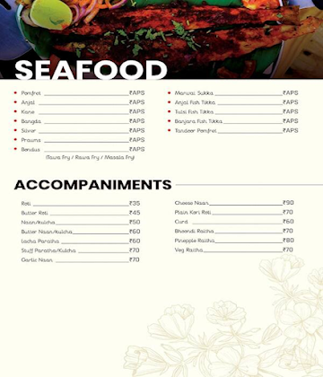 Blue water Restaurant menu 