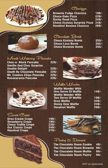 The Chocolate Room menu 