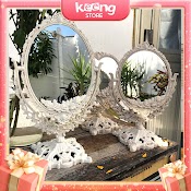 Gương Trang Điểm Để Bàn 2 Mặt Vintage Phong Cách Tiểu Thư Keengstore Gcc2M