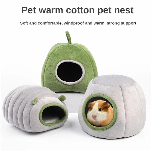Hamster House Guinea Pig Cage Hamster Cotton House Small Animal Nest Winter Warm Pet Bed For Rodent/Guinea Pig/Rat/Hedge
