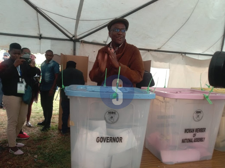 Polycap Igathe casts his vote at KTTC Karura ward on August 9, 2022.