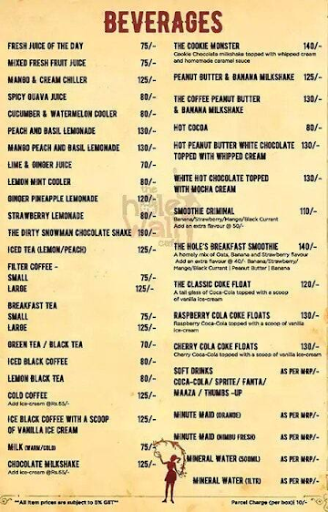 The Hole In The Wall Cafe menu 