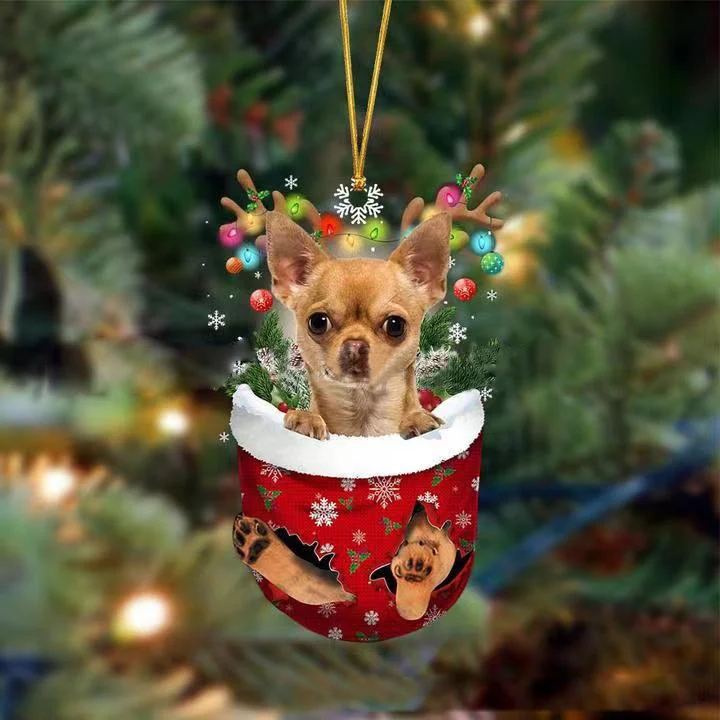 Enfeite de Natal criativo e fofo, meia de cachorro. Decoração perfeita para presentes de fim de ano. Celebre as festas com estilo!
