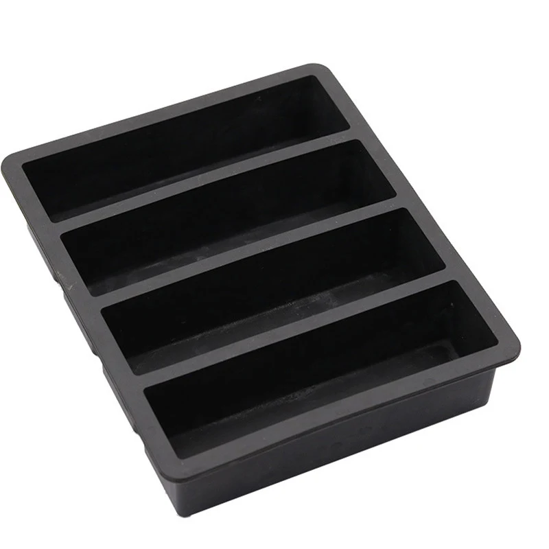 Moule à glaçons rectangulaire 4 compartiments, qualité alimentaire, à pois noirs et jaunes, pour des glaçons parfaits.