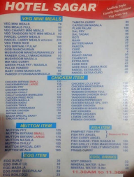 Hotel Sagar menu 1