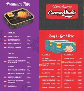 Dinshaw's Cream Studio menu 