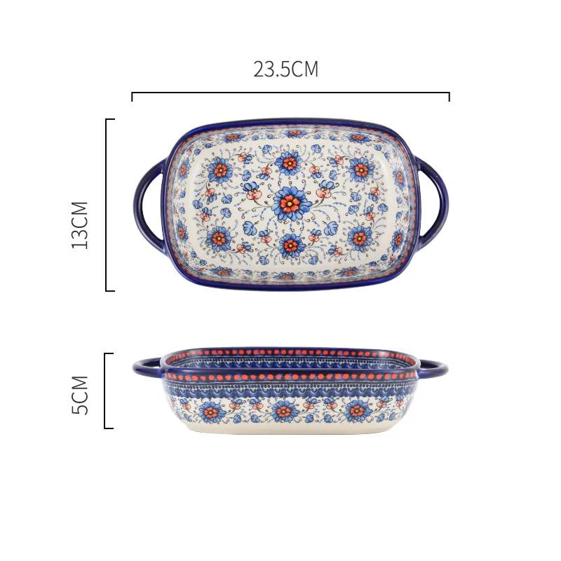 Poolse stijl Franse geglazuurde keramische ronde bakplaat voor ovengerechten, taarten en gratins. Zorgt voor gelijkmatige bakresultaten en is gemakkelijk schoon te maken.