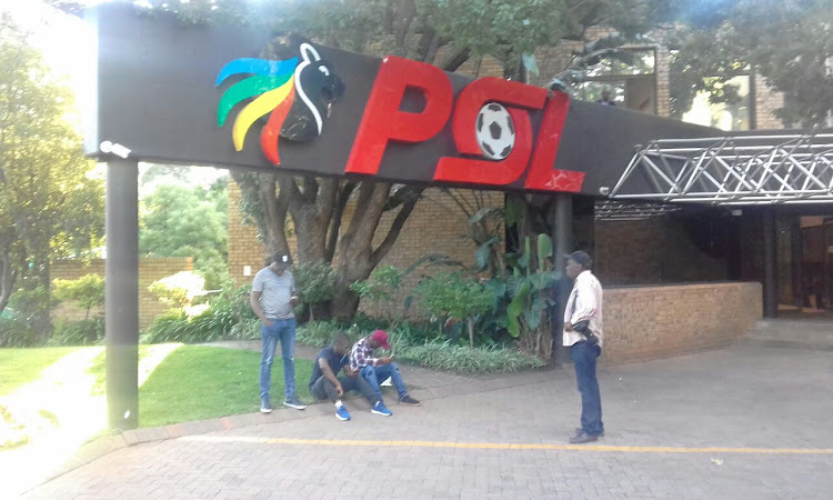 Journalists waiting outside the Premier Soccer League head offices in Parktown, Johannesburg on Wednesday 31 January 2018.