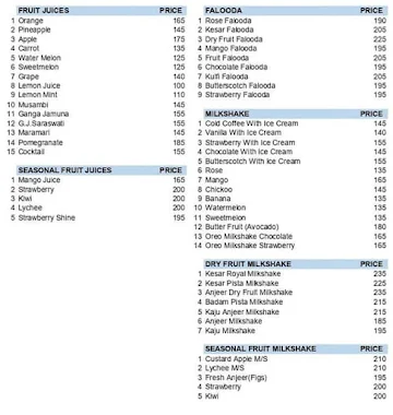 Bombaysthan menu 