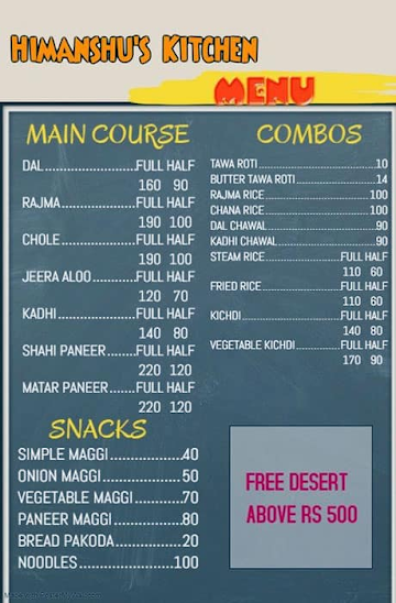 Himanshu's Kitchen menu 