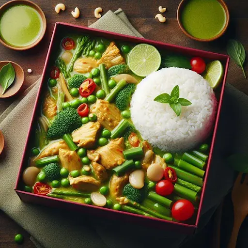 Thai Green Curry Chicken With Steamed Rice