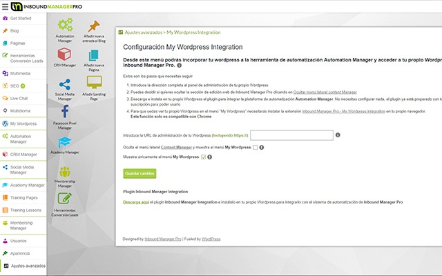 Inbound Manager Pro My Wordpress Integration