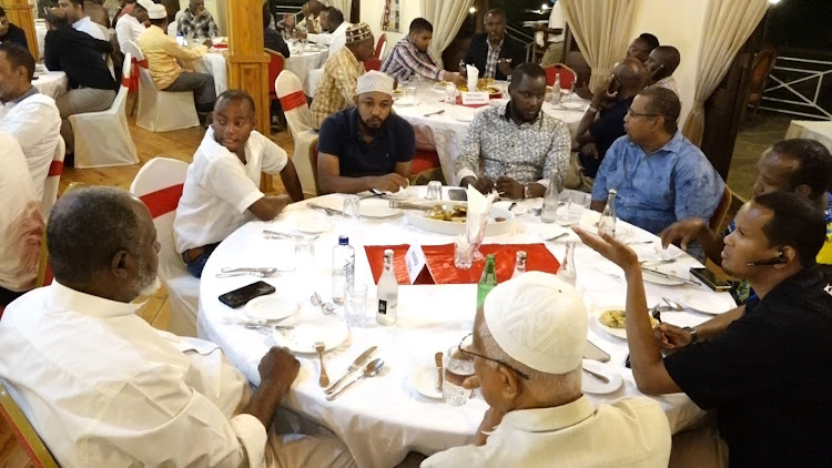 A section of the Malindi Business Community during the dinner organised for Gideon Mungaro the Kilifi County Governor at Ocean beach Resort in Malindi