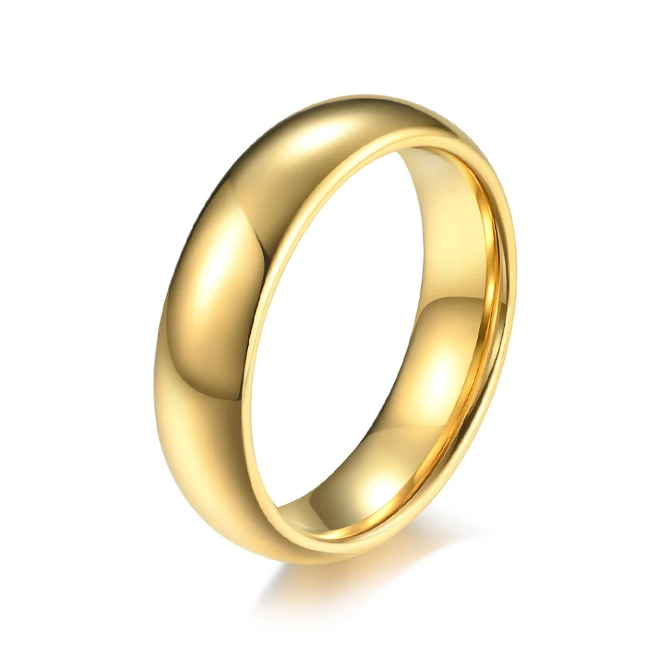 Bague en tungstène plaqué or 18 carats, style unisexe simple et sans genre, pour un look élégant et durable au quotidien.
