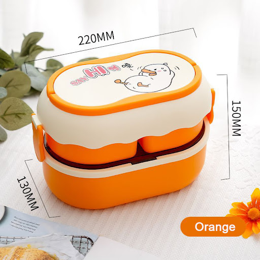 Title 5, Cartoon Student Double Compartment Lunch Box ke...