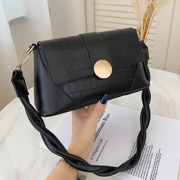 Crocodile Single Shoulder Bag Retro French Staff Cross Arm Bag, een stijlvolle, retro schoudertas voor dagelijks gebruik, elegant en praktisch.