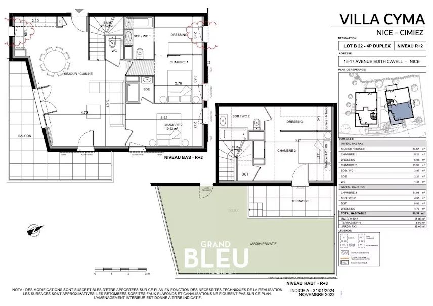 Vente appartement 4 pièces 89.59 m² à Nice (06000), 870 000 €