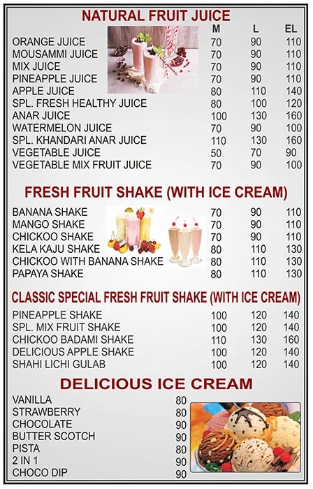 Shake And Juice.com menu 